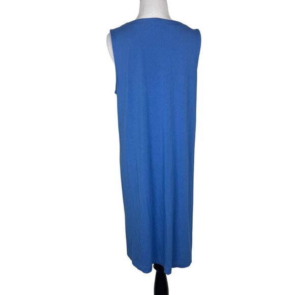 J.Jill Wearever Collection Sleeveless Blue Shift Dress M 95% Rayon 5% Spandex - Picture 2 of 9